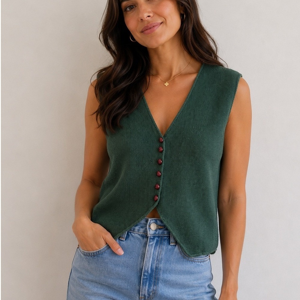 Vintage 90s Paris Sport Club Knit Sweater Vest Eclectic Grandpa Cottagecore Boho